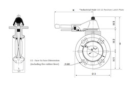 Diagram of lever handle butterfly valve